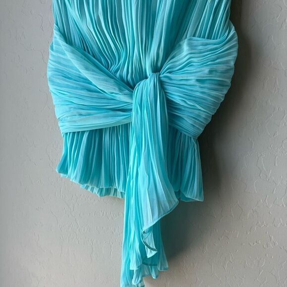Tre by Natalie Rasabei Blouse Strapless Plisse Bustier Top Blue Size 2 - Picture 3 of 8